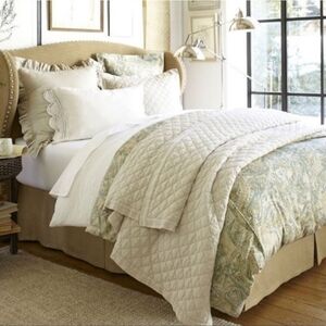 Pottery Barn Full/Queen Duvet Fresco Paisley Blue/Yellow with 2 euro shams